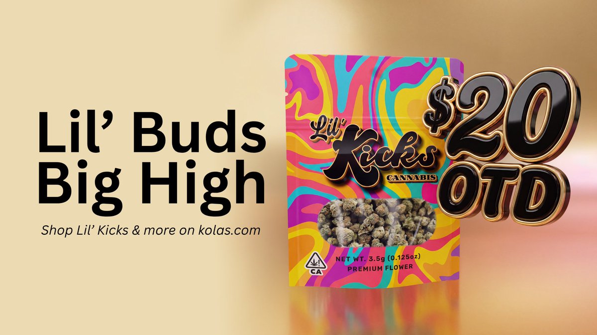 kolasofficial's tweet photo. Get in the GROOVE with Lil' Kicks!

🪩3.5g for only $20 OTD🍃

#KOLAS #LilKicks #Cannabis #Sacramento #Dispensary #Delivery #LilBudsBigHigh #Premium https://t.co/kBvhFQoq9H