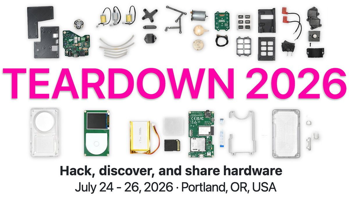 MouserElec's tweet photo. Mouser is proud to sponsor @crowd_supply #Teardown2026, July 24-26 in Portland, OR.

Join talks, workshops, demos, and hands-on hardware teardown sessions. 

Get your tickets: https://t.co/0tr5yN5Lm2 https://t.co/duyIgAG2i0