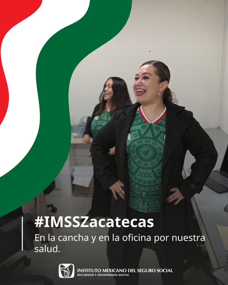 IMSSZac's tweet photo. ⚽🇲🇽 Hoy juega México y en #IMSSZacatecas también jugamos en equipo por nuestra salud. ✨ 

Con nuestra “Pausa de Activación” fortalecemos el bienestar, promovemos hábitos saludables desde la oficina 💼 y demostramos que el mejor resultado se logra cuando nos movemos juntos. 💚 https://t.co/B9K8pvWJ1V
