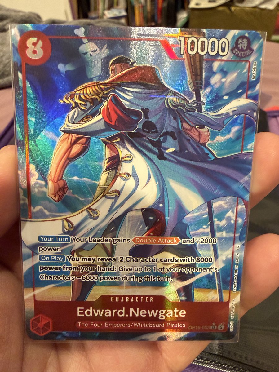 Jadedsun's tweet photo. Pulled OPTCG heat from a box.
Buggy, Luffy and Boa SRs too! https://t.co/jWdLbfP6ei