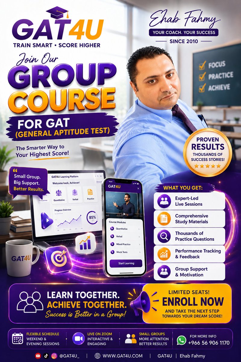 ehabfahmy80's tweet photo. Students who improve the most aren't always the smartest.
They're the ones who commit to understanding the concepts and practicing consistently.
๐ฏ Build the foundation. The score will follow.
#GAT #GATQuant #GAT4U https://t.co/A7yF4fQgcx