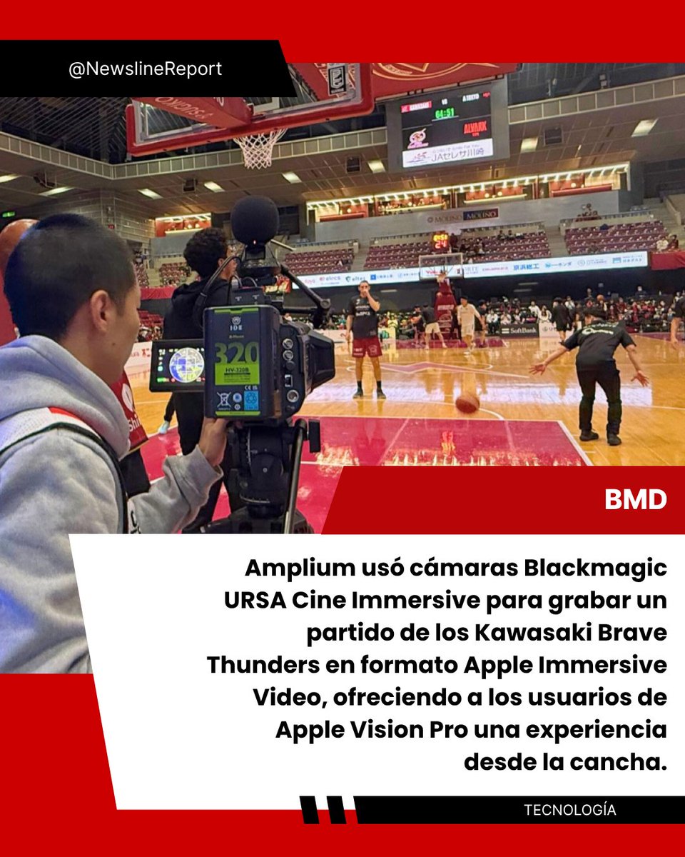 newslinereport's tweet photo. @_amplium  grabó un partido de los Kawasaki Brave Thunders con cámaras Blackmagic URSA Cine Immersive, llevando el baloncesto al formato Apple Immersive Video para Apple Vision Pro. 
Una muestra del futuro de las transmisiones deportivas.
@Blackmagic_News  
#BlackmagicDesign https://t.co/Xf1tguCZJd