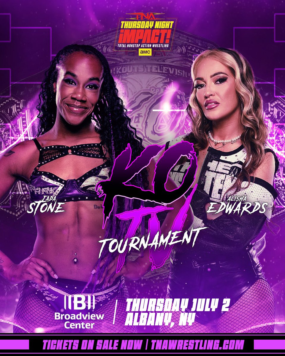 ThisIsTNA's tweet photo. ALBANY! See the first round matches in the Knockouts Television Title tournament including @harleyhudsonx vs. @theahail_wwe, @ElaynaBlack vs. @therealestwendy and @JadaStoneee vs. @MrsAIPAlisha THIS THURSDAY at the Broadview Center! 

Get tickets HERE: https://t.co/e3oyMzv6QK https://t.co/KRXHEj5y4h