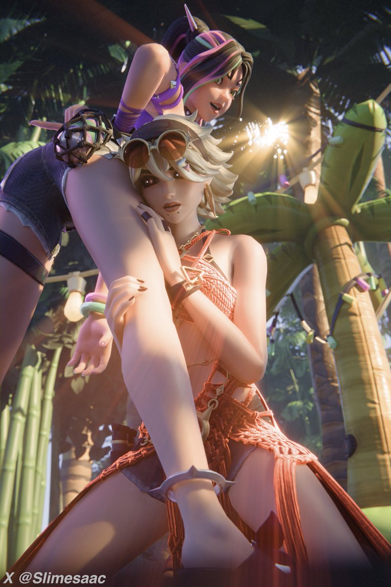 Slimesaac's tweet photo. Sand Witch Helsie and Summer Joni
Something a little different than usual, hope you like it 
#FortniteArt #FortniteFanArt https://t.co/fA280eq3kP