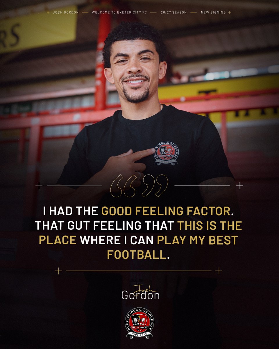 OfficialECFC's tweet photo. 🗣️ "I had the good feeling factor."

Josh Gordon on signing for City 🤝

#ECFC #OurWay https://t.co/M8SAwqe8EE