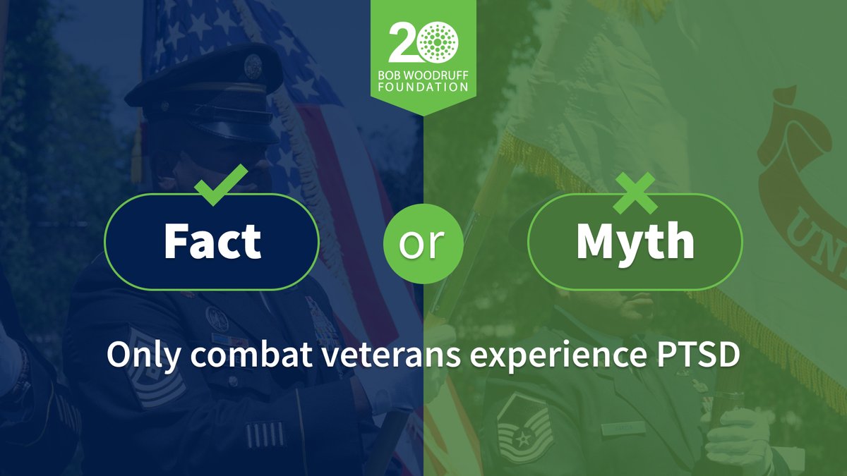 bwforg's tweet photo. Myth.
PTSD isn't limited to combat veterans. It can affect anyone who has experienced or witnessed a traumatic event, including service members, veterans, military families, and civilians.
According to the National Alliance on Mental Illness, PTSD affects about 3.5% of U.S. adults each year—roughly 8 million Americans. Of those diagnosed, approximately 37% experience severe symptoms.
This #PTSDAwarenessMonth, let's replace misconceptions with understanding and make sure those affected know they don't have to face it alone.
Learn more about the mental health organizations in our #GotYour6 Network that are helping veterans, service members, their families, and caregivers access the support they deserve: https://t.co/kCYqLfXct2
#PTSD #MentalHealth #VeteranSupport #GotYour6