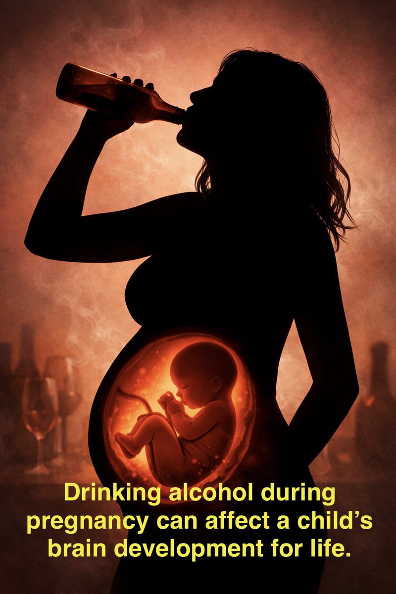 scitechgirl's tweet photo. ⚠️ Every Drink During Pregnancy Can Leave a Lifelong Mark

Before a baby takes their first breath, their brain is forming, learning, and growing and alcohol can silently disrupt it. Fetal Alcohol Spectrum Disorder (FASD) affects learning, behavior, and emotions, often invisible to the world. 

The hardest truth? 
It’s entirely preventable. One choice can protect a child’s life forever. Mothers hold the power to give their baby a fair start. 

Pregnant women! your child’s future is literally in your hands.

Source: 
CDC – Fetal Alcohol Spectrum Disorders (FASDs)