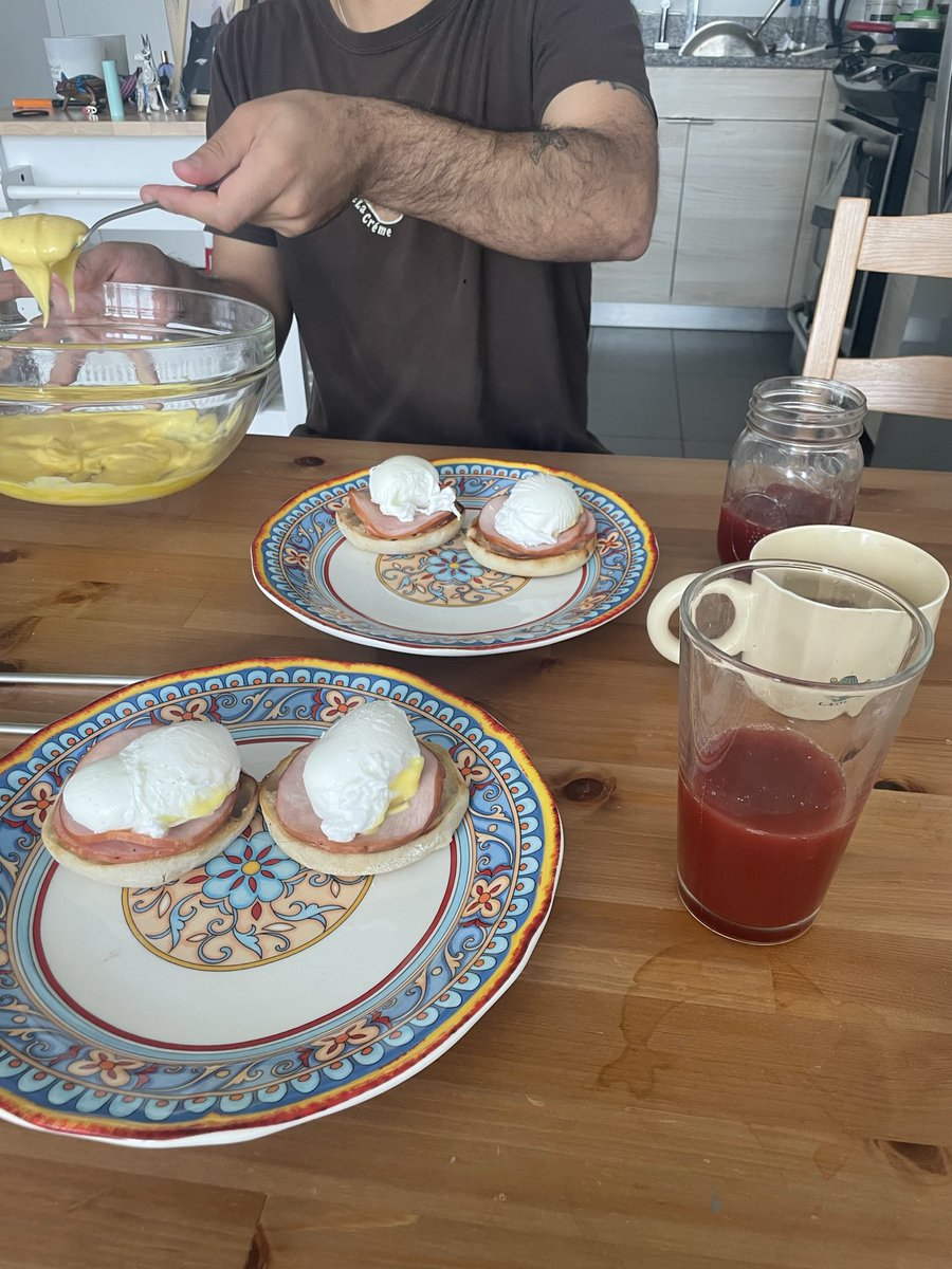 msg_angel's tweet photo. Ok he’s back in bc he made me perfect eggs Benedict https://t.co/dghsmlx4RP