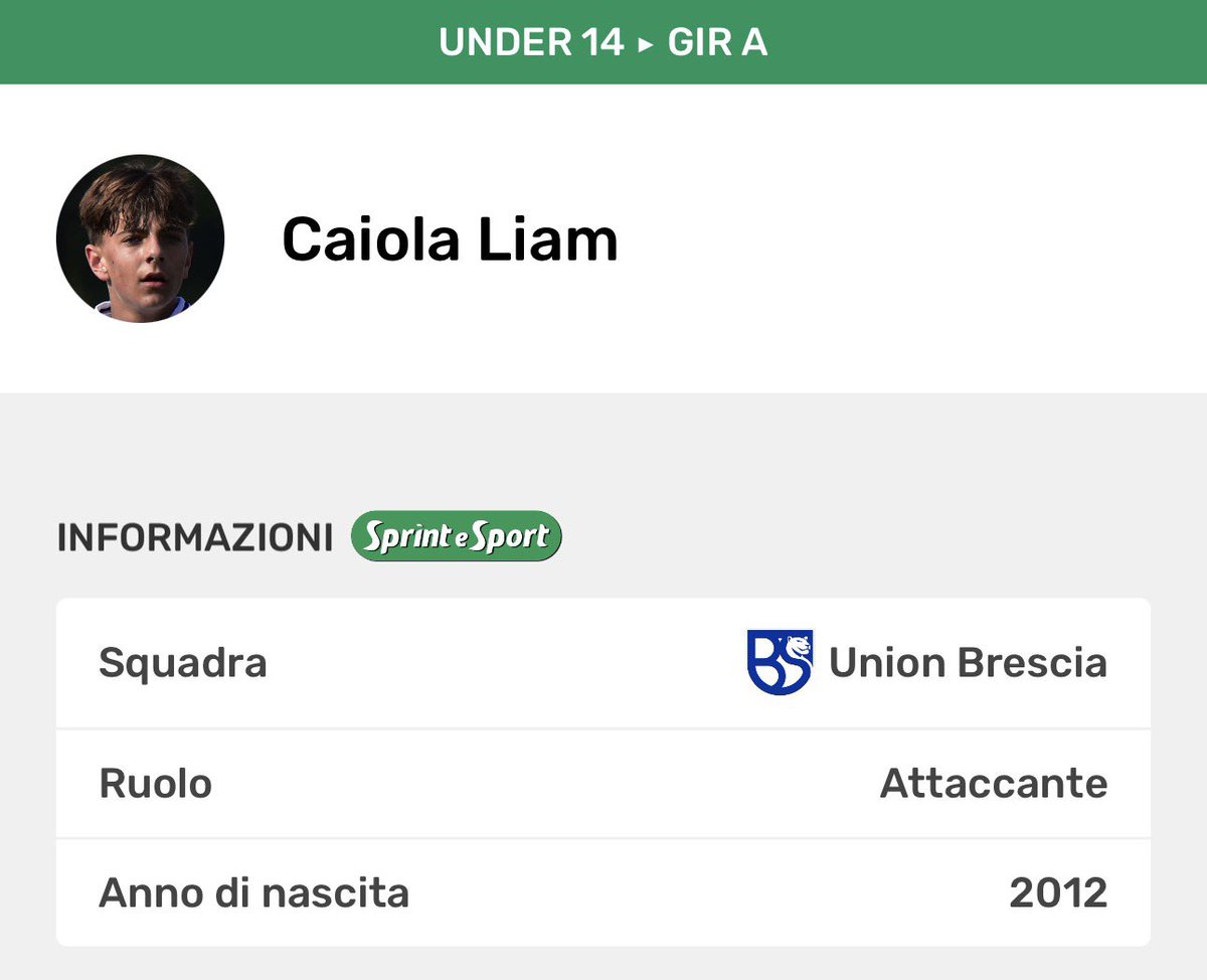 tommasocrisc's tweet photo. 🔜 Il bomber dell'#UnionBrescia classe 2012 Liam #Caiola sarebbe molto vicino all'#Empoli: per lui 16 gol stagionali e un ruolo da protagonista. https://t.co/TVq3HYfOIV