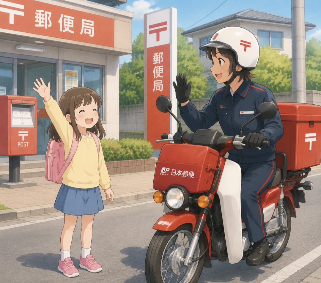 3IpI5WFSlrY0Z9T's tweet photo. #おはようございます

女の子が #郵便局員 にご挨拶をしています

主に「日本郵便株式会社」に所属、郵便物の集配、郵便局の窓口での郵便・貯金・保険といったサービスを提供する職員の事

地域住民の生活に密着し、手紙や荷物を届けるほか、生活に関わる様々なサポートを行っている

本日もお元気で❗ https://t.co/LinAYpXmlQ