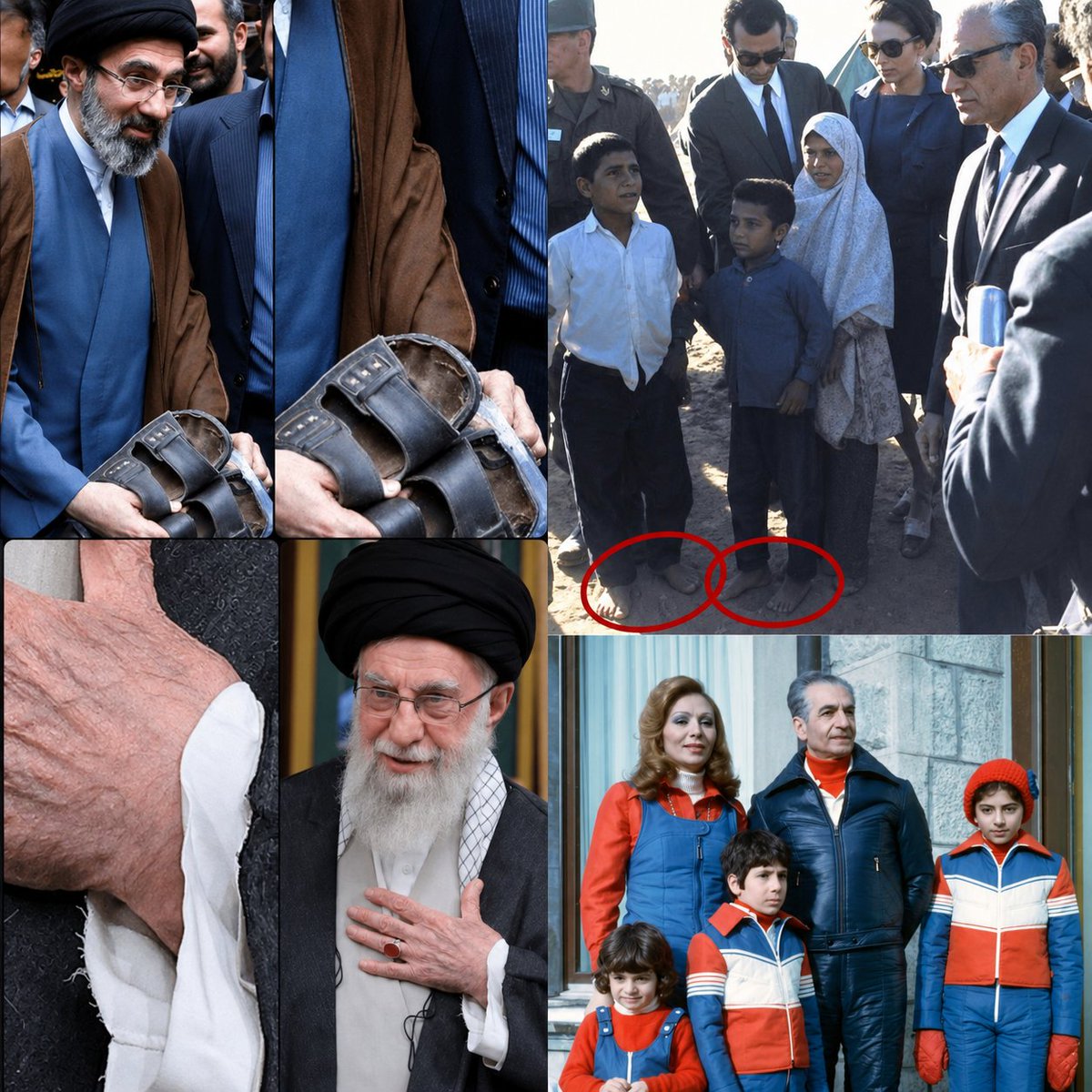 Himo_1363's tweet photo. خاندان شیک پوش پهلوی که یکسره درحال وعشق وحال درسوئیس و سایر جاها بودند و بچه هایی که حتی برای دیدار شاه، کفش برای پوشیدن نداشتند!را مقایسه کنیدبا ساده زیستی ومردمی بودن رهبران جمهوری اسلامی
برای چنین رهبرانی باید جان داد❤️
#باید_برخاست https://t.co/G5LVaJHWYg