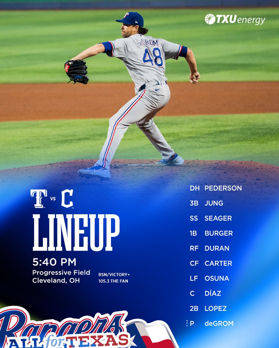Rangers's tweet photo. deGrom day #AllForTX https://t.co/TG1KcdkFTO