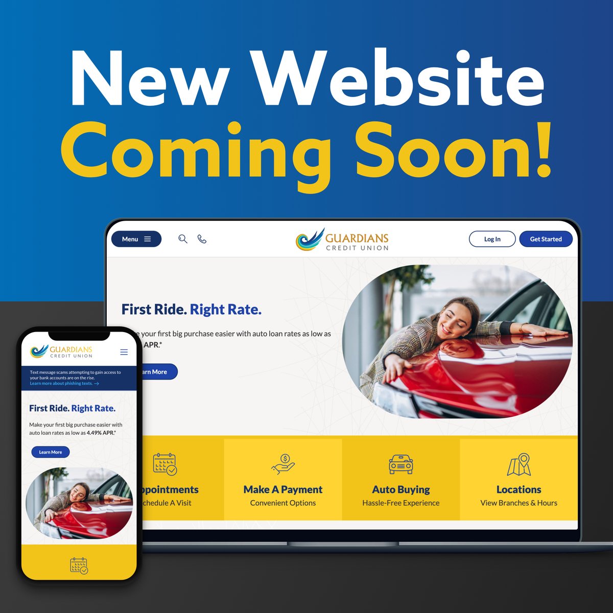 GuardiansCU's tweet photo. Guess what... 🙊👀

We're putting the finishing touches on our brand-new website! Stay tuned for a fresh look, easier navigation, and an enhanced online experience.

We can't wait to share it with you! ✨ #ComingSoon #NewWebsite #OnDutyForYou https://t.co/EW4MTG5Lwp