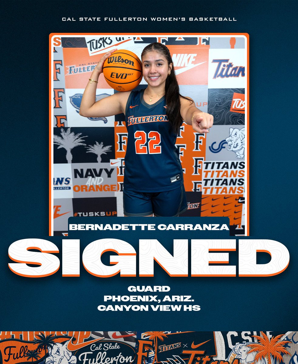 FullertonWBB's tweet photo. From Phoenix to Fullerton!

Please welcome Bernadette to the Titans Family!

#TusksUp https://t.co/KfZhjYuFj5