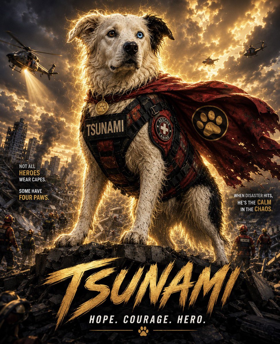 NobleMovez's tweet photo. A cute dog.

A hell of a story.

A real-life hero saving countless lives.

What more do you need?

We push AI slop every day. This one is tied to something real.

All fees donated to Healing Venezuela Inc. 🐾❤️🇻🇪

$Tsunami https://t.co/00CqOW8LQ1