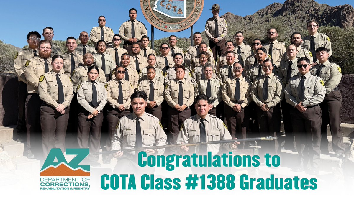 AZCorrections's tweet photo. Congratulations to our 41 graduate officers from COTA Class #1388. Welcome to the ADCRR family! https://t.co/wkMa9yZCwE