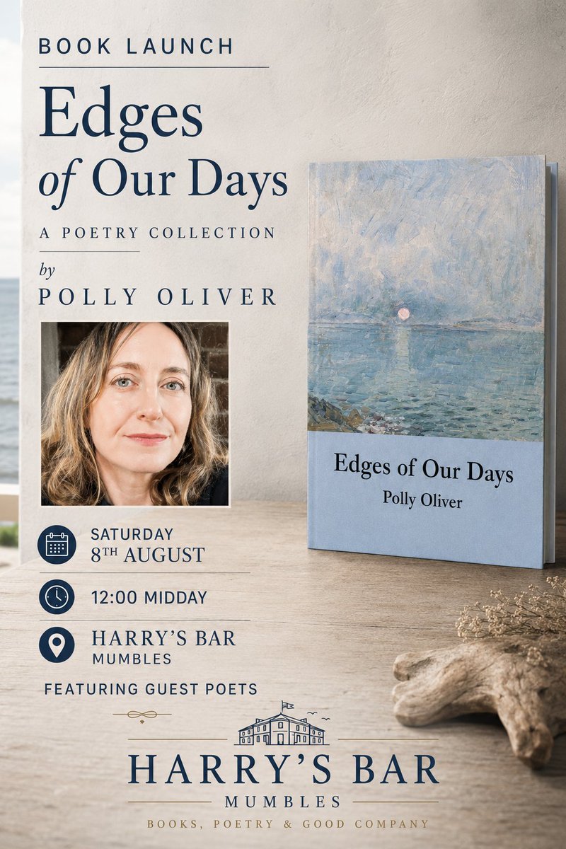 blackboughpoems's tweet photo. ANNOUNCEMENT: Join us on Saturday 8th August, midday, at Harry's Bar, Mumbles, Swansea to celebrate the in-person launch of Polly Oliver's 'Edges of Our Days' with guest readers. Unmissable! Diarise right now and let us know if you're coming!

#poetry #spokenword #booklaunch https://t.co/pRifTa7u7J