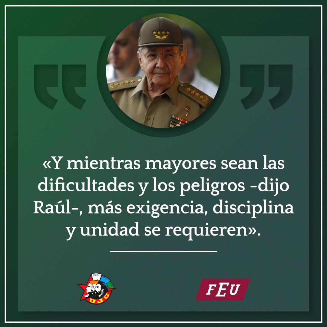 JHGcasanova's tweet photo. Raúl: "Y mientras mayores sean las dificultades y los peligros,  más exigencia ,disciplina y unidad se requieren ". #LatirAvileño #SinPerderUnDía #LatiendoConFidel @AlfreMene37409 @DiazCanelB @DrRobertoMOjeda @PartidoPCC https://t.co/oCCeoMycQH