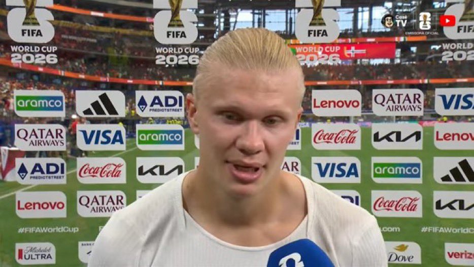 tracklist's tweet photo. Erling Haaland, da Noruega, ao ser questionado se acha que tem chances de vencer a seleção brasileira no próximo jogo:

"Bem pouca" https://t.co/LC8nnk2spq