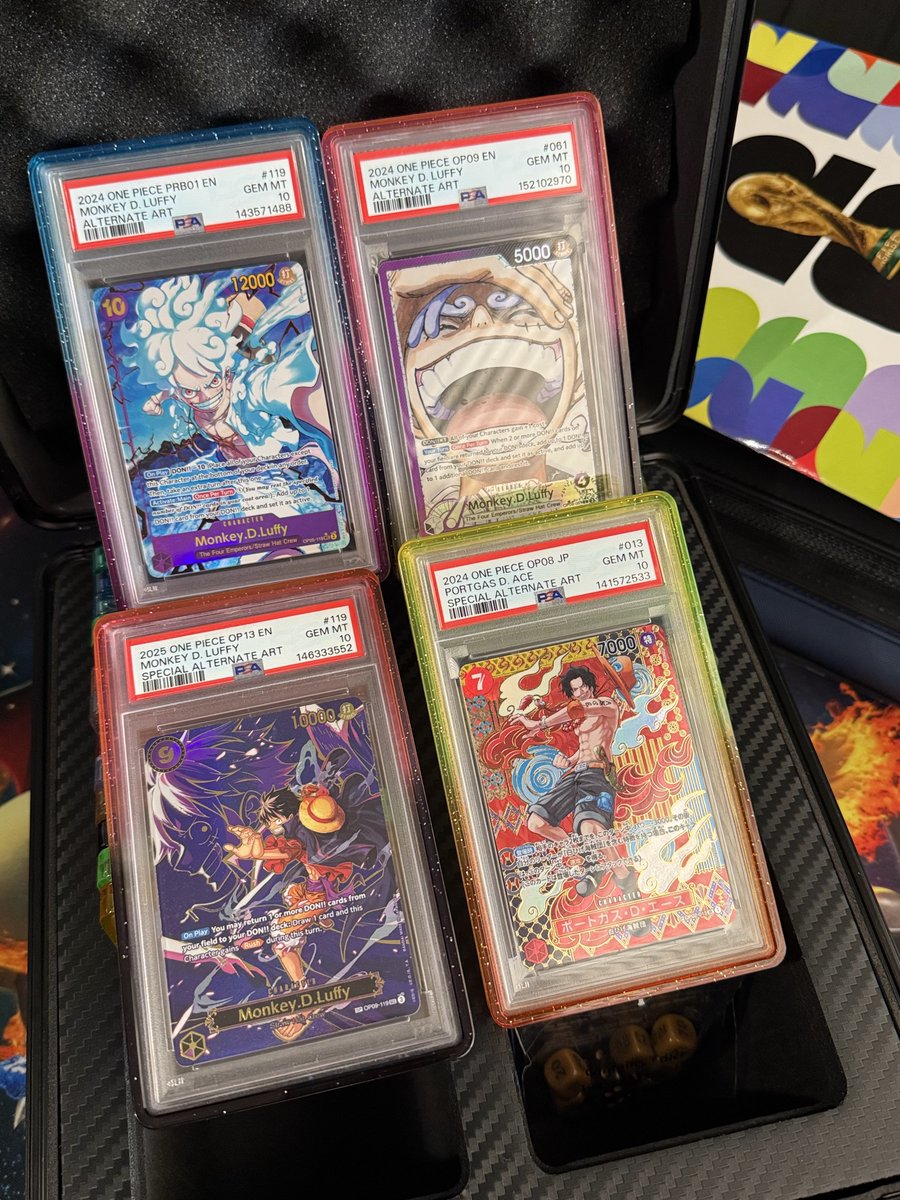 Tmayy__'s tweet photo. OP slabs 🏴‍☠️

Luffy PRB1 - $800
Luffy 09 L - $300
Luffy 13 SP - $900
Ace SP Jp - $375 

RTs appreciated ty 🫶🏻
@BUYSELLTRADETCG https://t.co/dj1BrMQQSN