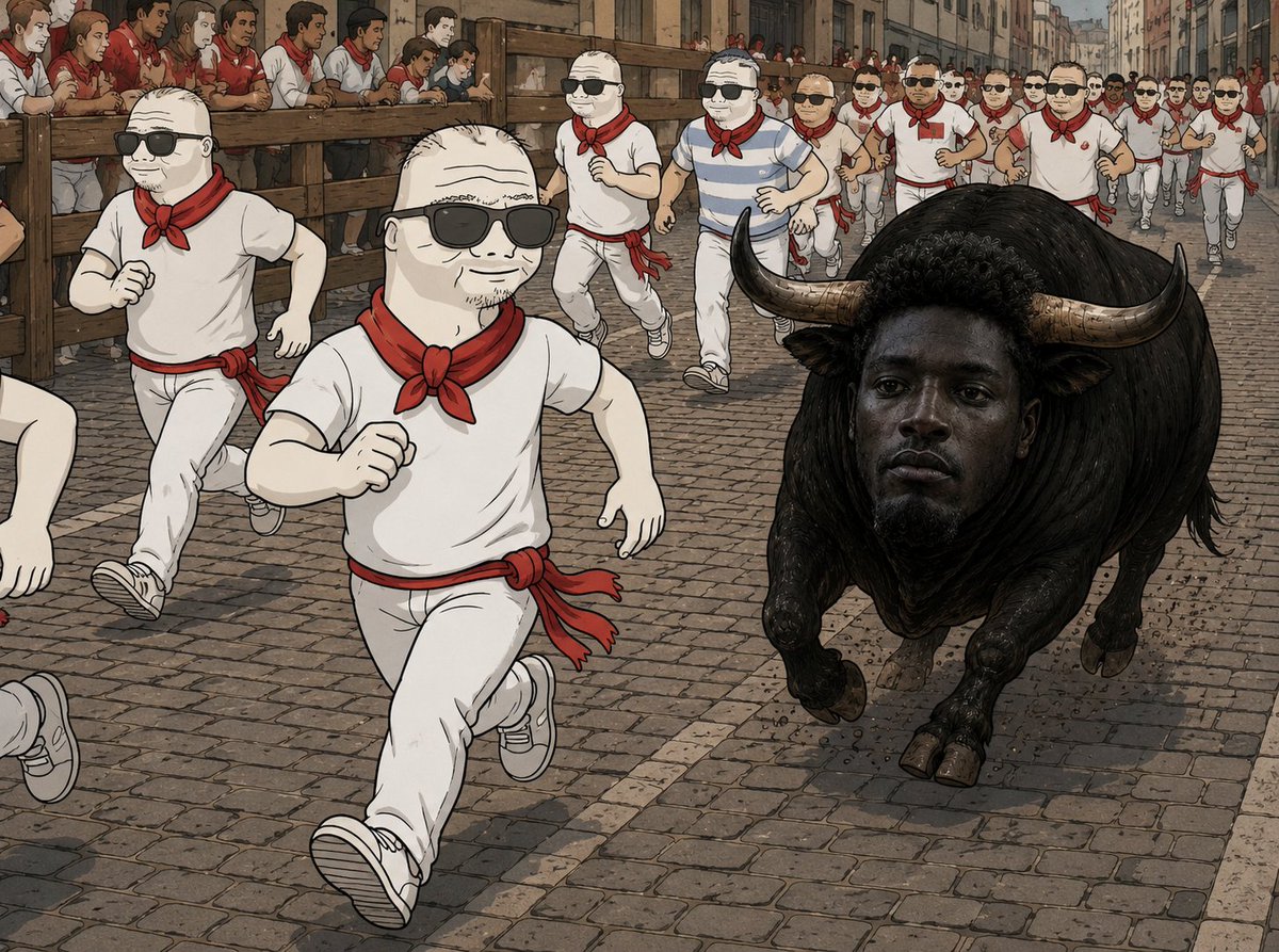 Galile_0x's tweet photo. The running of the big black bull. https://t.co/wztpHyJjr9