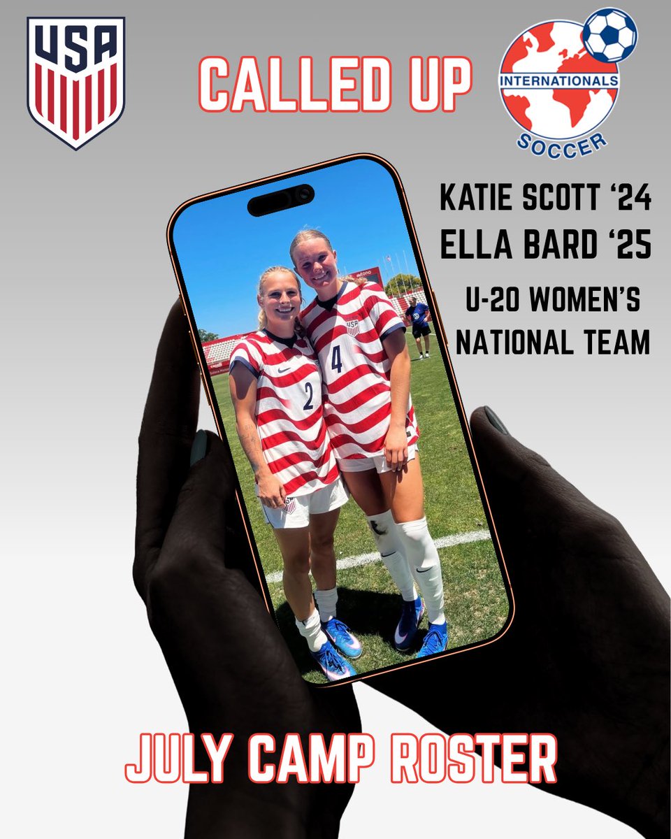 ISCgirls's tweet photo. 📞 CALLED UP 🇺🇸 

ISC Alums Ella Bard and Katie Scott have received another call up for the 2026 @usynt U-20 July Camp Roster!

Both Katie and Ella spent 10 years with our club and developed all the way through the program! We are so proud of both of our alumni! https://t.co/7F1zi0wbEz