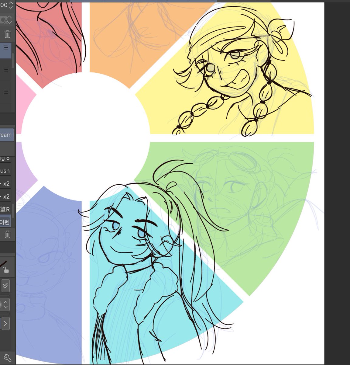 agithahime's tweet photo. trying to do the color wheel thing with all one piece ocs bc i can’t stop making them 🥴 https://t.co/dAuhoAVL5R