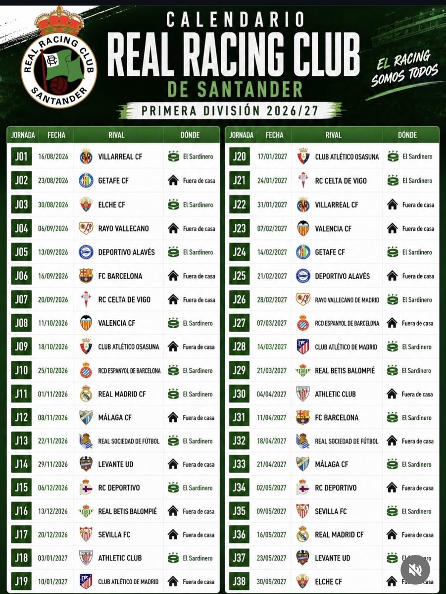 LafuenteDcacho's tweet photo. Buen calendario para llegar líderes contra el barsa 🤟🤟 @realracingclub https://t.co/8MDVzIW21M