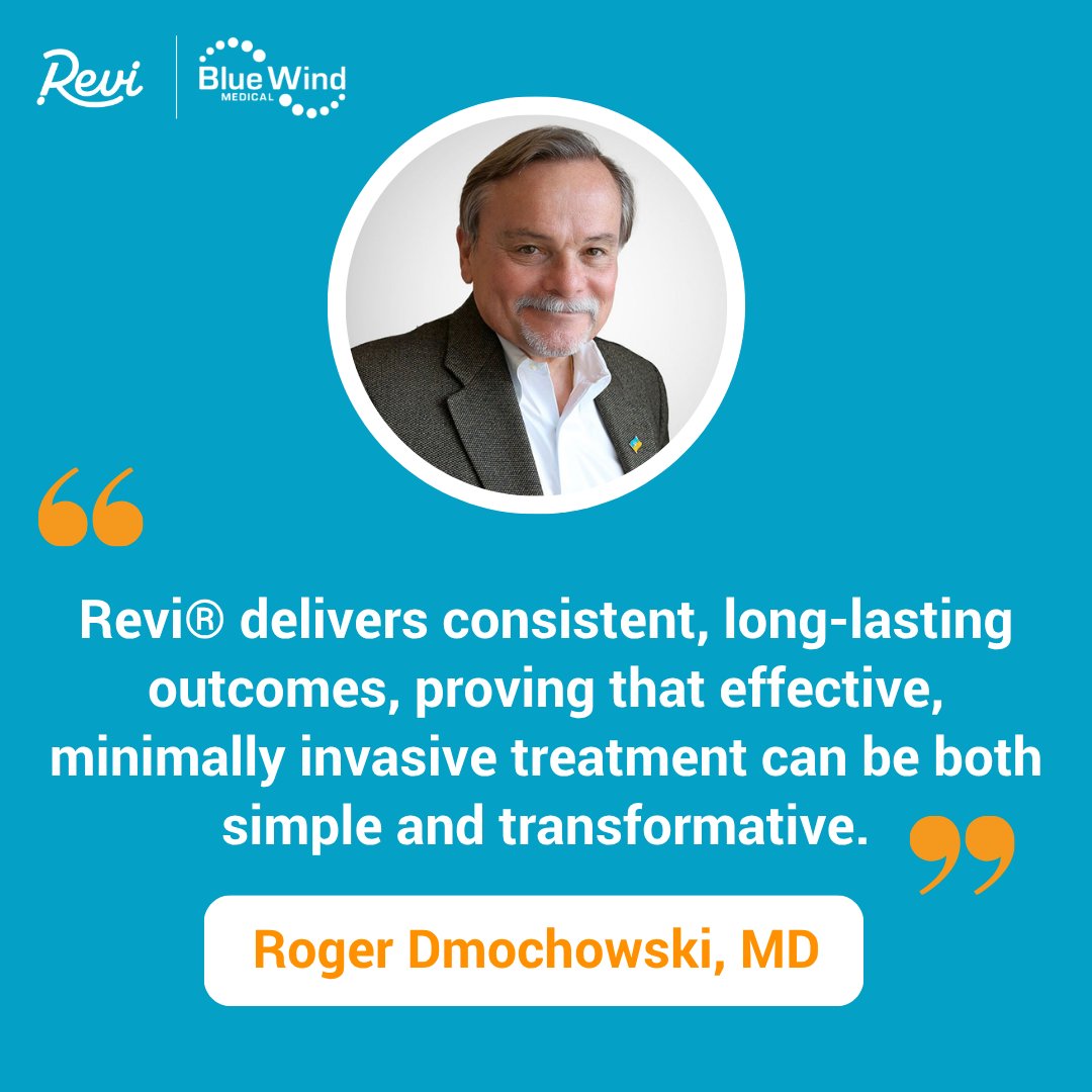 bluewindinc's tweet photo. Three-year OASIS data reinforce #Revi’s durability, safety, and 95% patient satisfaction.
Hear insights from Dr. Roger Dmochowski: https://t.co/6AA9cDDCUE
#ChooseRevi #Urology #Urogyn #Neuromodulation https://t.co/SxV2vHbqjQ