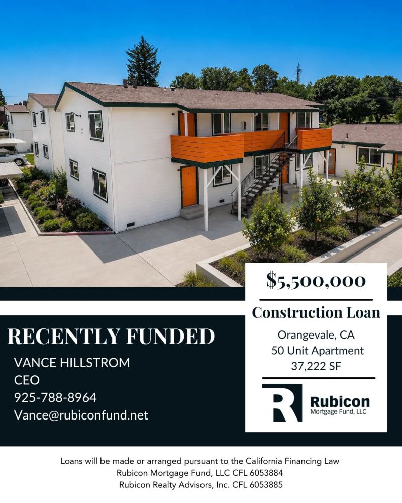 RubiconFund's tweet photo. We closed a $5,500,000 loan secured by a 50-unit multifamily property in Orangevale, CA.

https://t.co/DWMDvZhRJH

#rubiconmortgagefund #multifamilyloan #bayareaprivatemoneylender https://t.co/DkdxkXVRlD