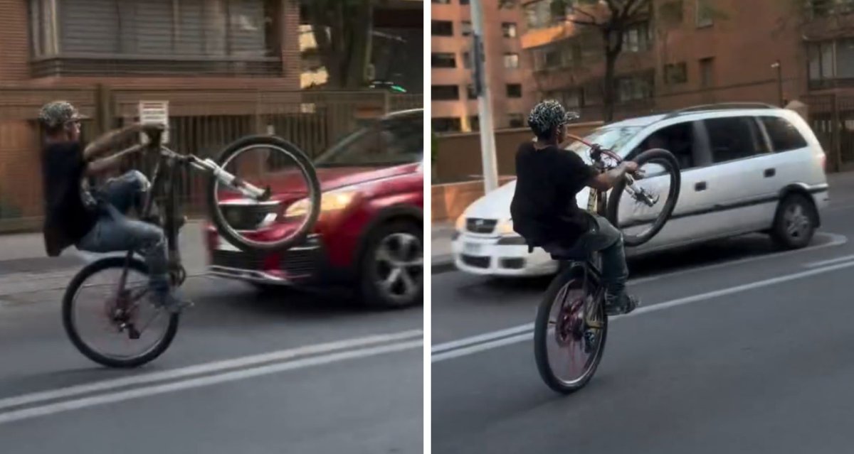chvnoticias's tweet photo. Polémico ciclista se grabó abalanzándose sobre autos y lanza desafiante mensaje: “Le duela a quien le duela”

Más detalles acá ➡️https://t.co/gTFgzPnbLk https://t.co/lVWimGpq1m