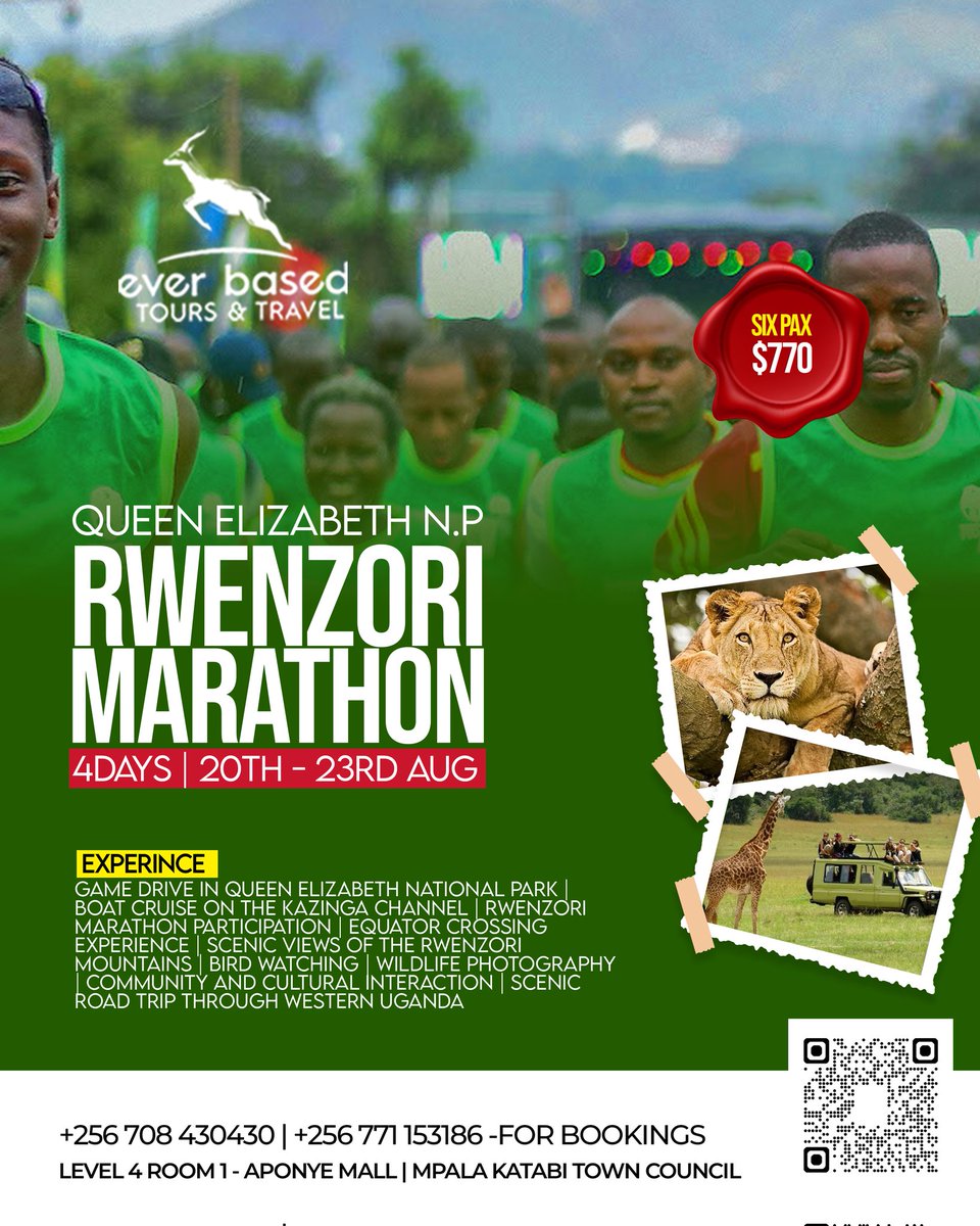 everbased_tours's tweet photo. As you go to watch World Cup, keep us in mind. Let's take you on an unforgettable trip this August as you immerse yourself in Uganda's beauty. Inclusive is your ticket to the @RwenzoriMarathn, whichever category suits you. 

#exploreuganda 
#VisitRwanda https://t.co/MjwusLzJsK