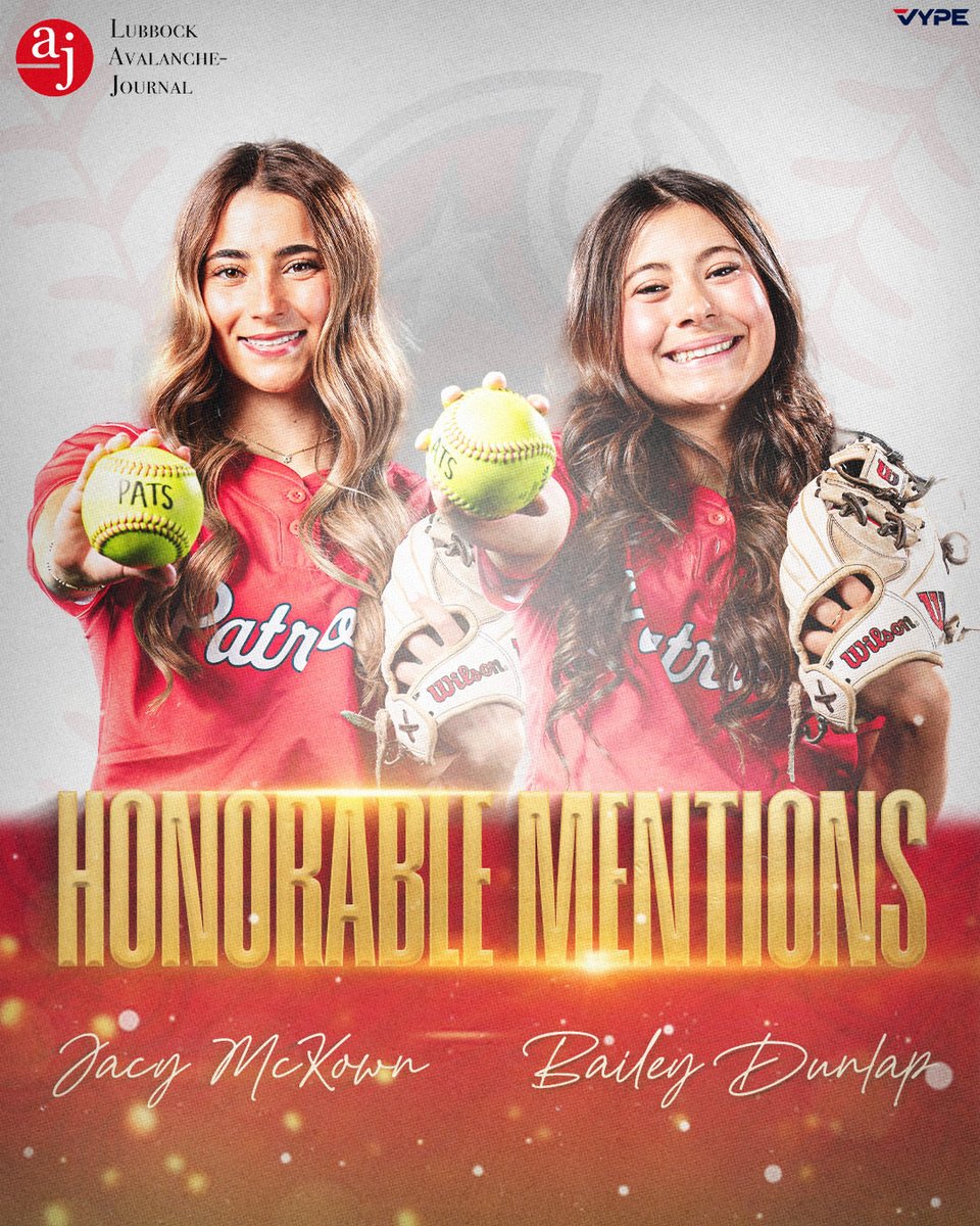 LibertySB_LCP's tweet photo. More awards rolling in! Hagen Walker is the Defensive Player of the Year, and Jacy McKown and Bailey Dunlap both received Honorable Mention for the 2026 Lubbock Avalanche-Journal Super Team. We are proud of our Patriots!⭐️
#TakePride https://t.co/4RBwc8XhVX