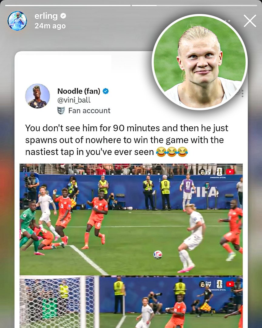 ESPNFC's tweet photo. Erling Haaland reposting this tweet on his IG story 😂 https://t.co/VkEnyIxidW