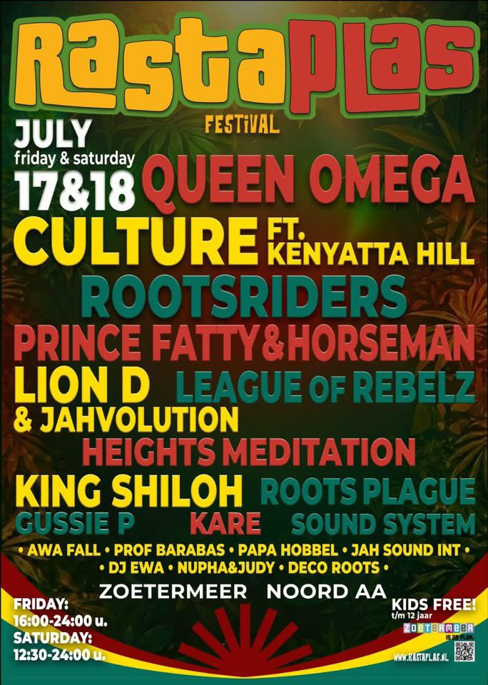 rastaplas's tweet photo. RASTAPLAS 17&amp;18 July The best #reggae &amp; dub #festival in the Netherlands.
On the Noord AA beach in #Zoetermeer.
Positive vibes, 😎international artists and unforgettable memories every summer. ❤️💚💛
Tickets 👉🏼 https://t.co/P3aAHyYIMD
 #RastaPlas #OneLove #Zoetermeer #NoordAA https://t.co/vSjkx3DDYB