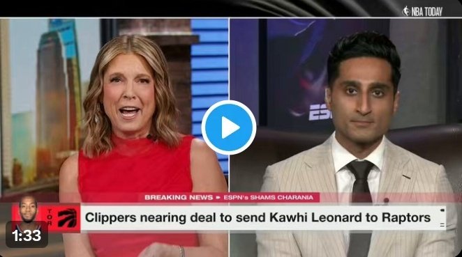 Sirsayso1's tweet photo. Just in on NBA Today -- the Toronto Raptors land Kawhi Leonard in a trade back from the Los Angeles Clippers: https://t.co/A0VpsfJ4wi