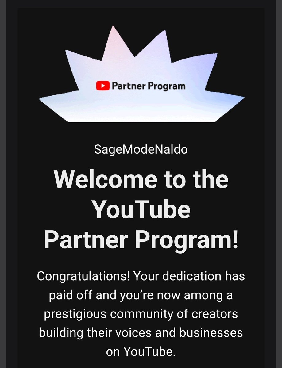 SageModeNaldo's tweet photo. After long months of waiting, it finally happened 🥹
Will be uploading new videos soon 🔥
#YouTubePartnerProgram https://t.co/GTE5MTl7E2