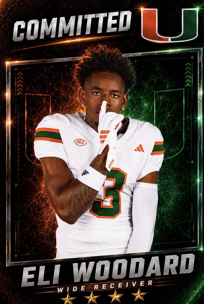 GeoMilian's tweet photo. 🚨BREAKING🚨: Temecula (Calif.) Chaparral 4-Star WR Eli Woodard commits to #Miami over Cal and UCLA.

https://t.co/TYT4GwjGtd

The 6-foot, 189-pound receiver was named The Nike Opening MVP over the weekend. The former USC commitment decommitted from the Trojans in May. https://t.co/YNNleBg8Bd
