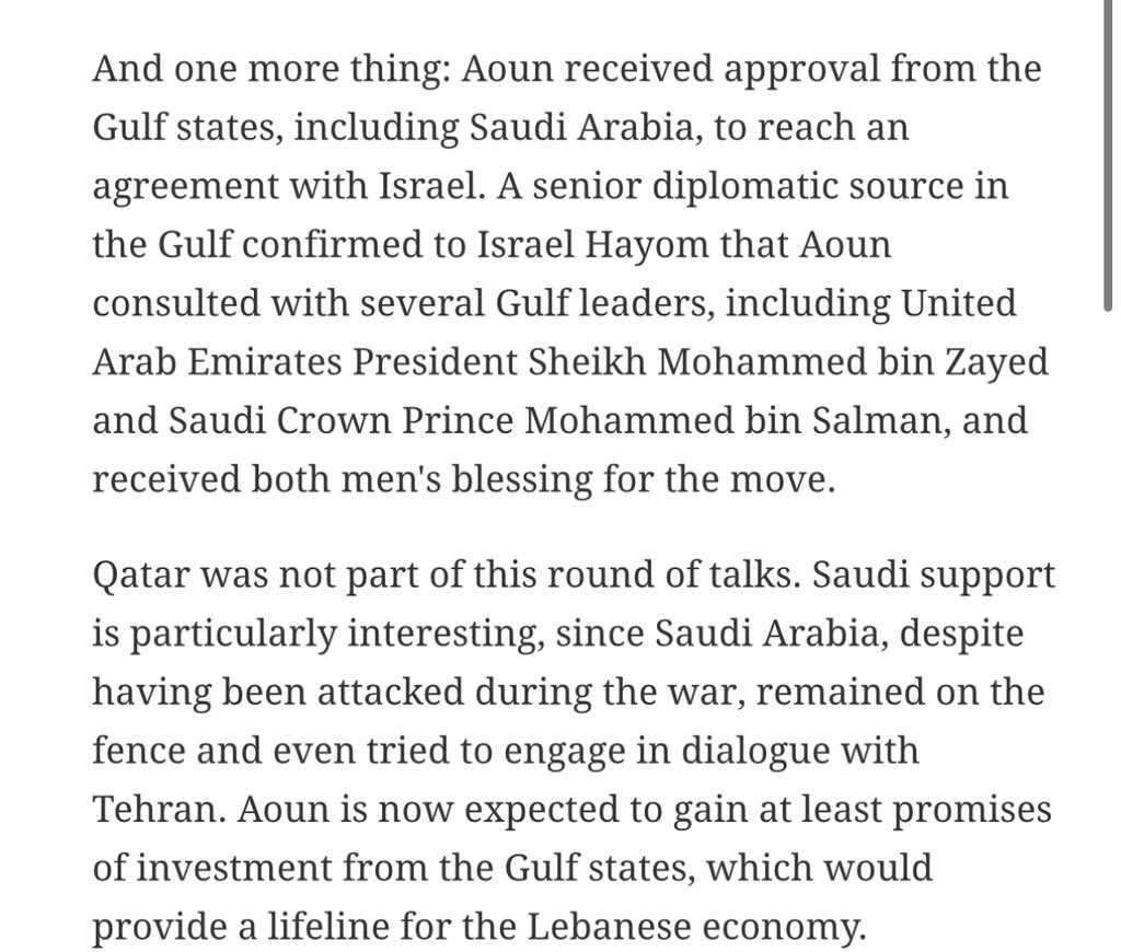 RaniaKhalek's tweet photo. Lebanon’s President Joseph Aoun “received U.S. guarantees for the preservation of his rule,” according to Israel Hayom. 

The U.S. is also reportedly helping provide security for him, Prime Minister Nawaf Salam and Foreign Minister Youssef Raggi.

This comes after signing that U.S. orchestrated surrender deal that cements Israel’s occupation of Lebanon and promises a Lebanese civil war to disarm Hezbollah. 

The report also claims Aoun consulted Saudi Crown Prince Mohammed bin Salman and UAE President Mohammed bin Zayed before the deal and received their blessing.

So much “sovereignty” happening here, it hurts!