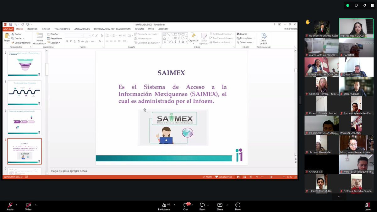 Infoem's tweet photo. El Comisionado @lgparranoriega condujo los trabajos de la capacitación en materias de #Saimex e #Ipomex 4.0, dirigida a #SSPP del ayuntamiento de #Chicoloapan; Parra Noriega destacó la importancia de las plataformas, y cómo éstas sirven para dar cumplimiento con las #OOTT. https://t.co/OQC3kJXi9m