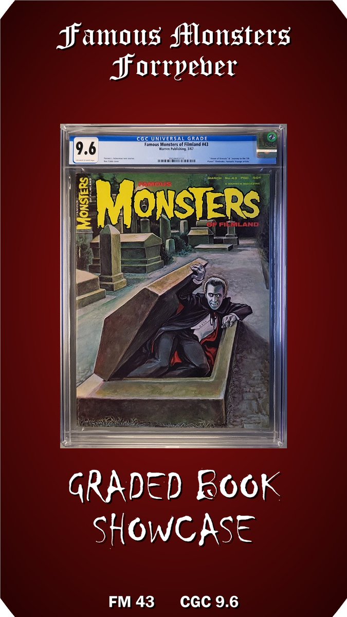 fm_forryever's tweet photo. FM issue 43 in a CGC 9.6: Ron Cobb, future designer of Alien, painted Christopher Lee's Dracula rising from the tomb (March 1967). A showcase of the graded book: https://t.co/xMVphlZb48 #RonCobb https://t.co/u9RIBBbiBy