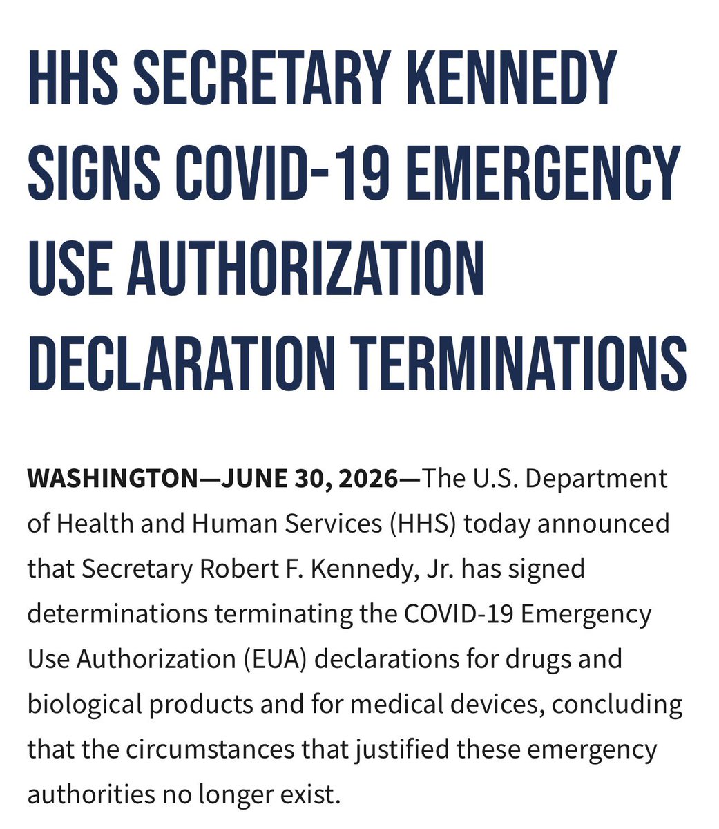 MaryBowdenMD's tweet photo. This has zero impact on the Covid shots as EUAs for the Covid shots were already revoked (August 2025.) https://t.co/VTi0pHd4Gi