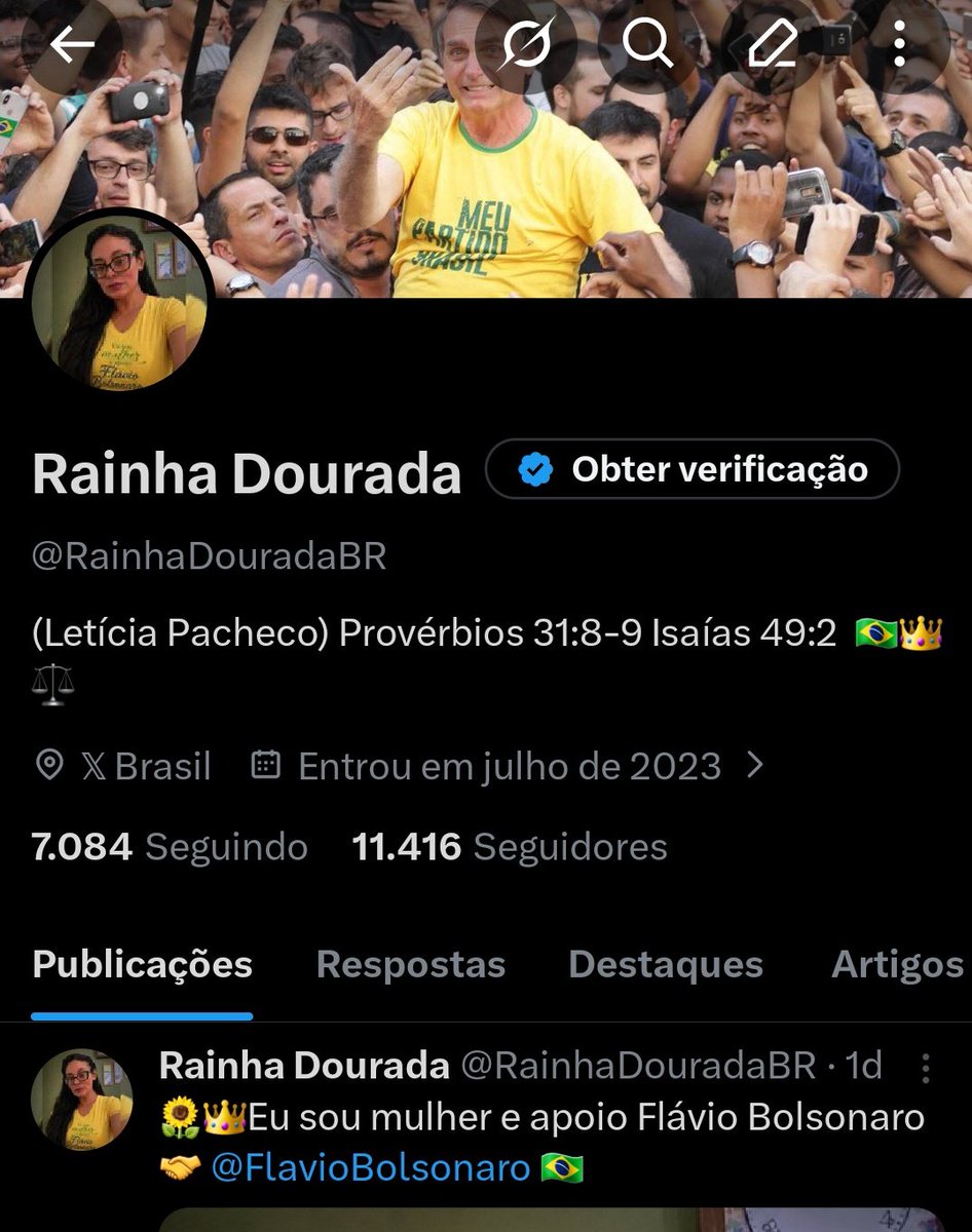 RainhaDouradaBR's tweet photo. Oi patriotas! Coloquei minha foto real e o meu nome na bio da @RainhaDouradaBR
Agora vocês sabem: sou Letícia Pacheco, mulher, mãe, casada e 100% Extrema-Direita Bolsonarista. Apoio firme @FlavioBolsonaro e ao eterno presidente @jairbolsonaro 🇧🇷 https://t.co/nGUP5bINAW