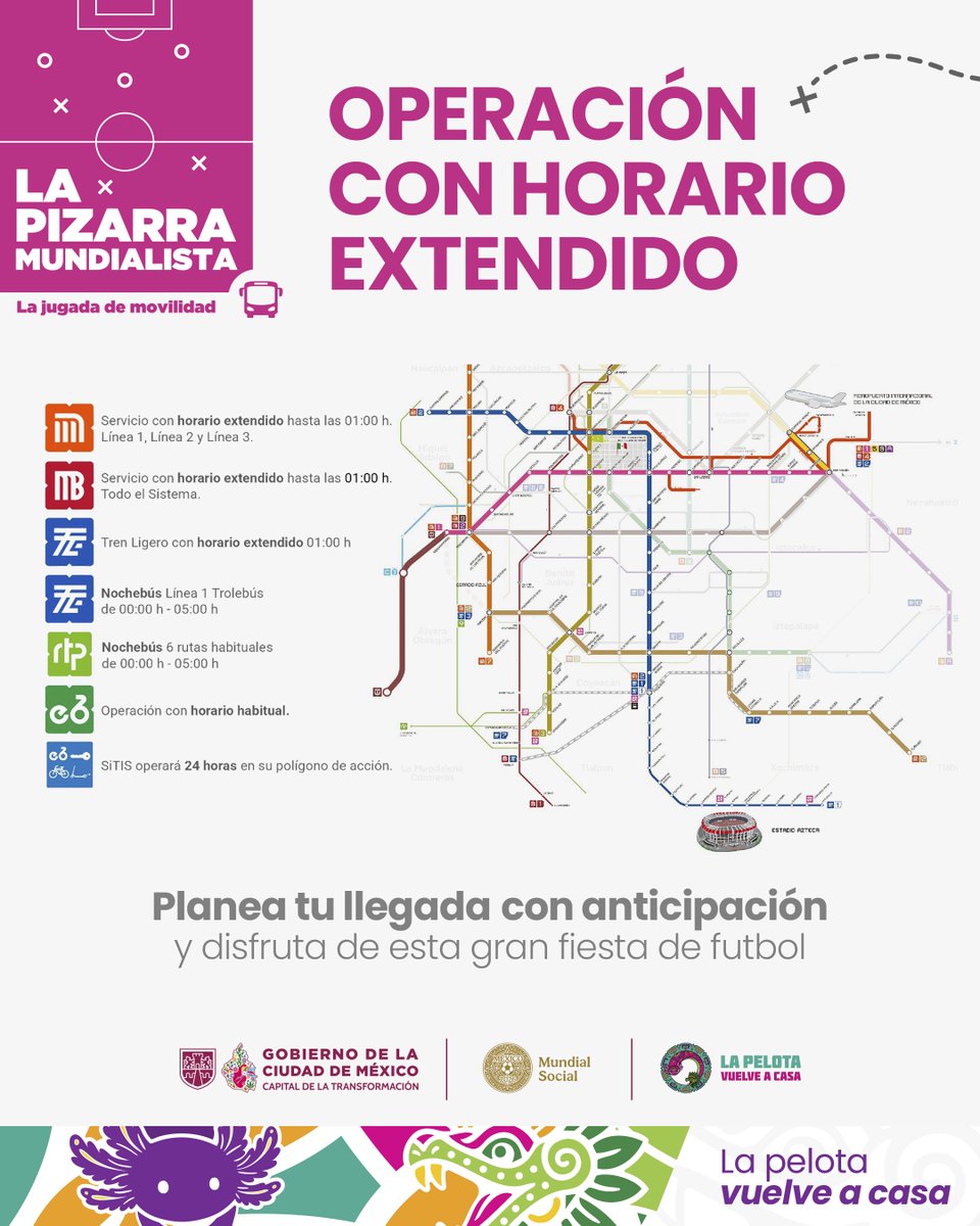 GobCDMX's tweet photo. 🙌 Tu regreso también está cubierto.

Con horarios extendidos y una operación especial del Tren Ligero, el Sistema de Movilidad Integrada ofrece alternativas para que te desplaces de manera más eficiente durante la jornada futbolera. 🚆🚌

#LaPelotaVuelveACasa https://t.co/wPVvW27F7j