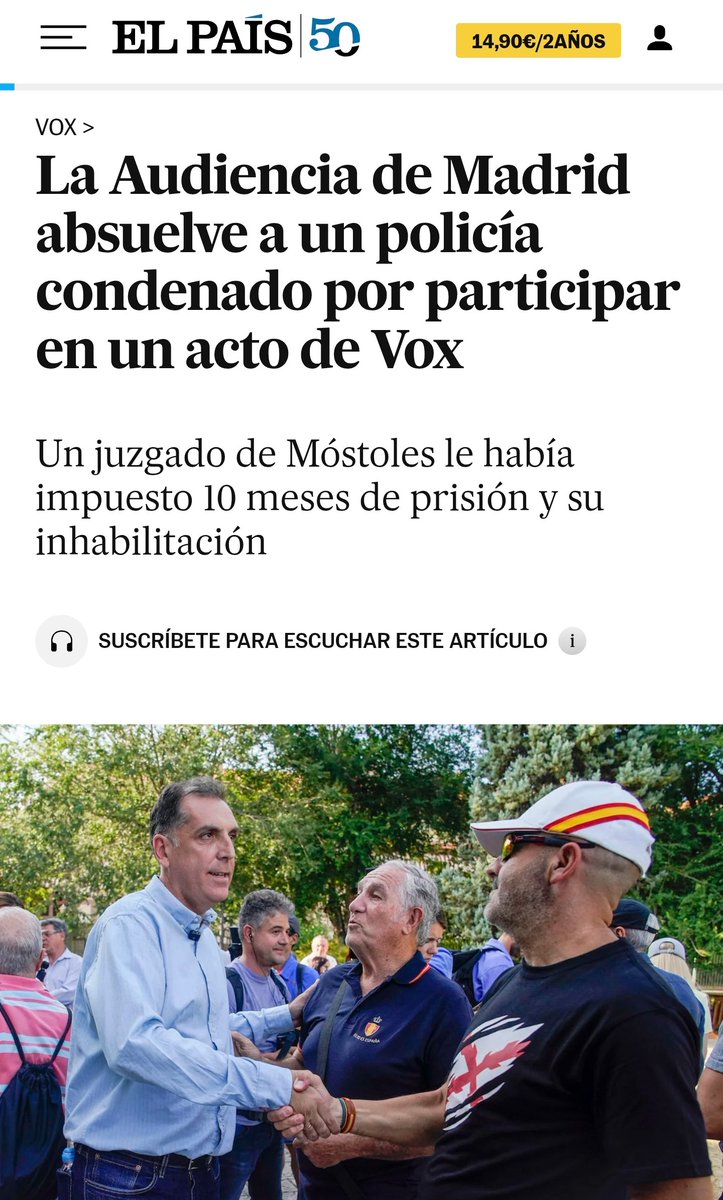 PoliciaSXXI's tweet photo. La Audiencia de Madrid revoca la condena: no hubo delito electoral.

@el_pais 👉🏼 https://t.co/QaAqOCR9au

Lo que había era otra interpretación forzada de una charla profesional convertida en causa penal. Y eso, más allá del caso concreto, debería preocupar a cualquiera que crea en las garantías.

Samuel Vázquez @guidoprincesa absuelto. El fondo del asunto sigue siendo el mismo: hasta dónde se puede estirar el Derecho sin romperlo.
