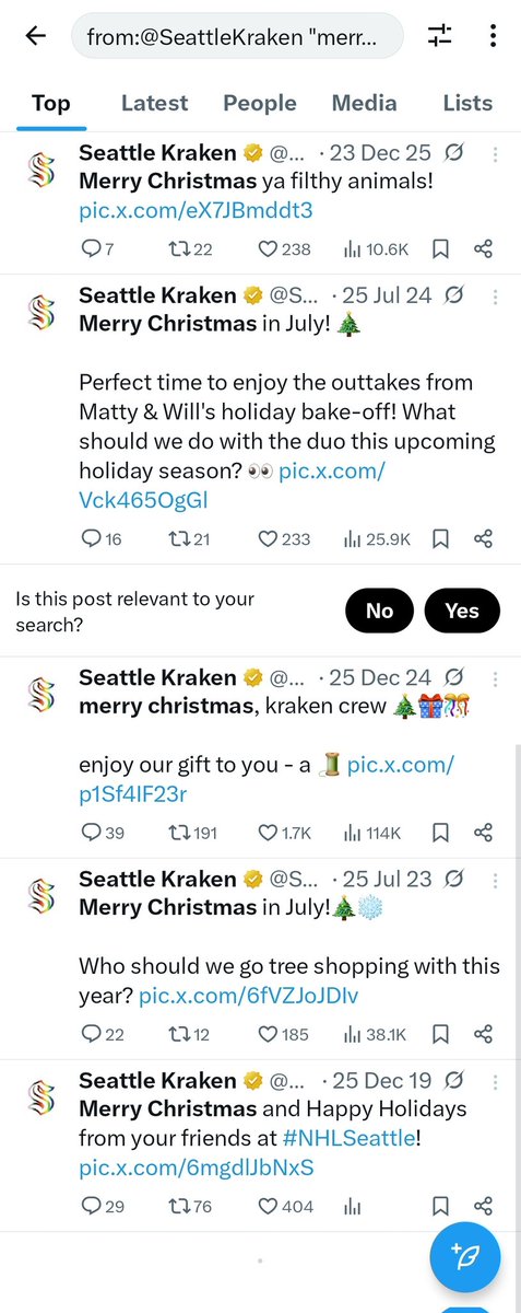 SaveBaseball23's tweet photo. @jshanklin @ChetLanders @SeattleKraken No, they don't. This isn't Christmas. They've said Merry Christmas a couple of times, but these photos aren't about the meaning of Christmas, Jesus. Which is fine, but don't act like they routinely say Merry Christmas ON Christmas. https://t.co/c8Q5vRqV8q