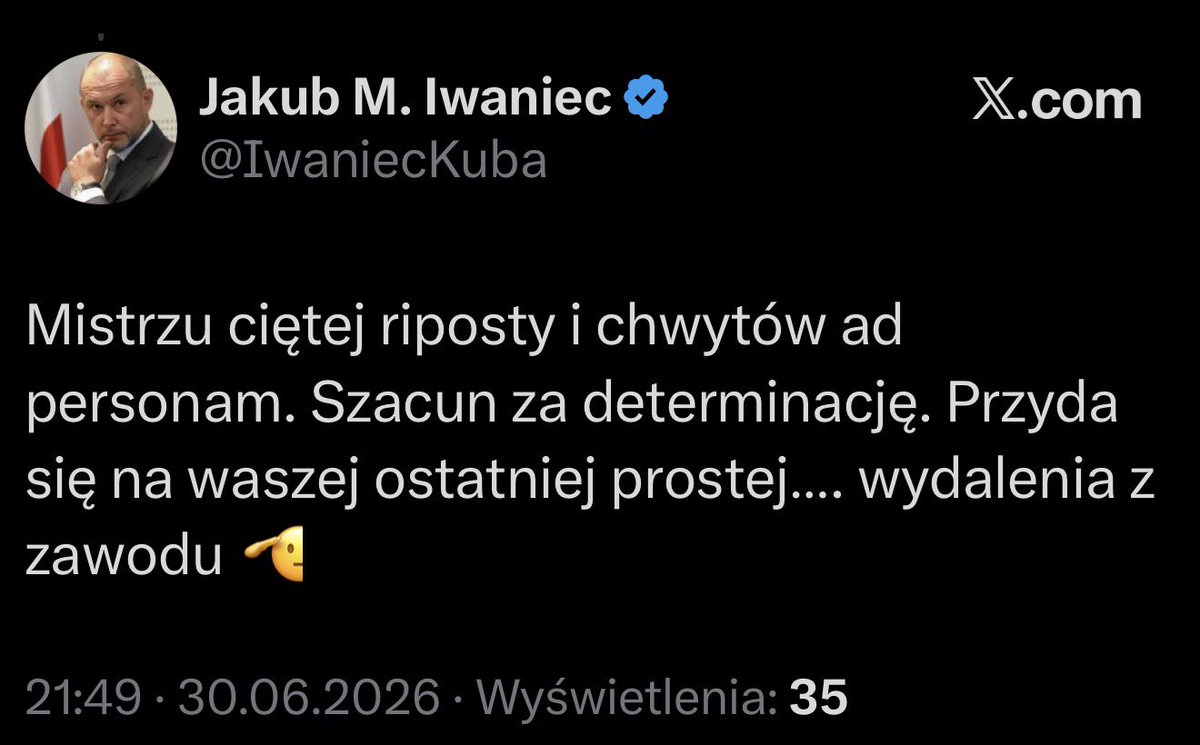 werazwawy's tweet photo. A tutaj proszę państwa dzisiejsza odpowiedź do @_Dariusz_Mazur od pisowskiego „sędziego”, który nachlany jechał samochodem.

I ja to tylko tak zostawię. Z pozdrowieniami dla @w_zurek i całej ekipy @donaldtusk https://t.co/TA16WIeZvh