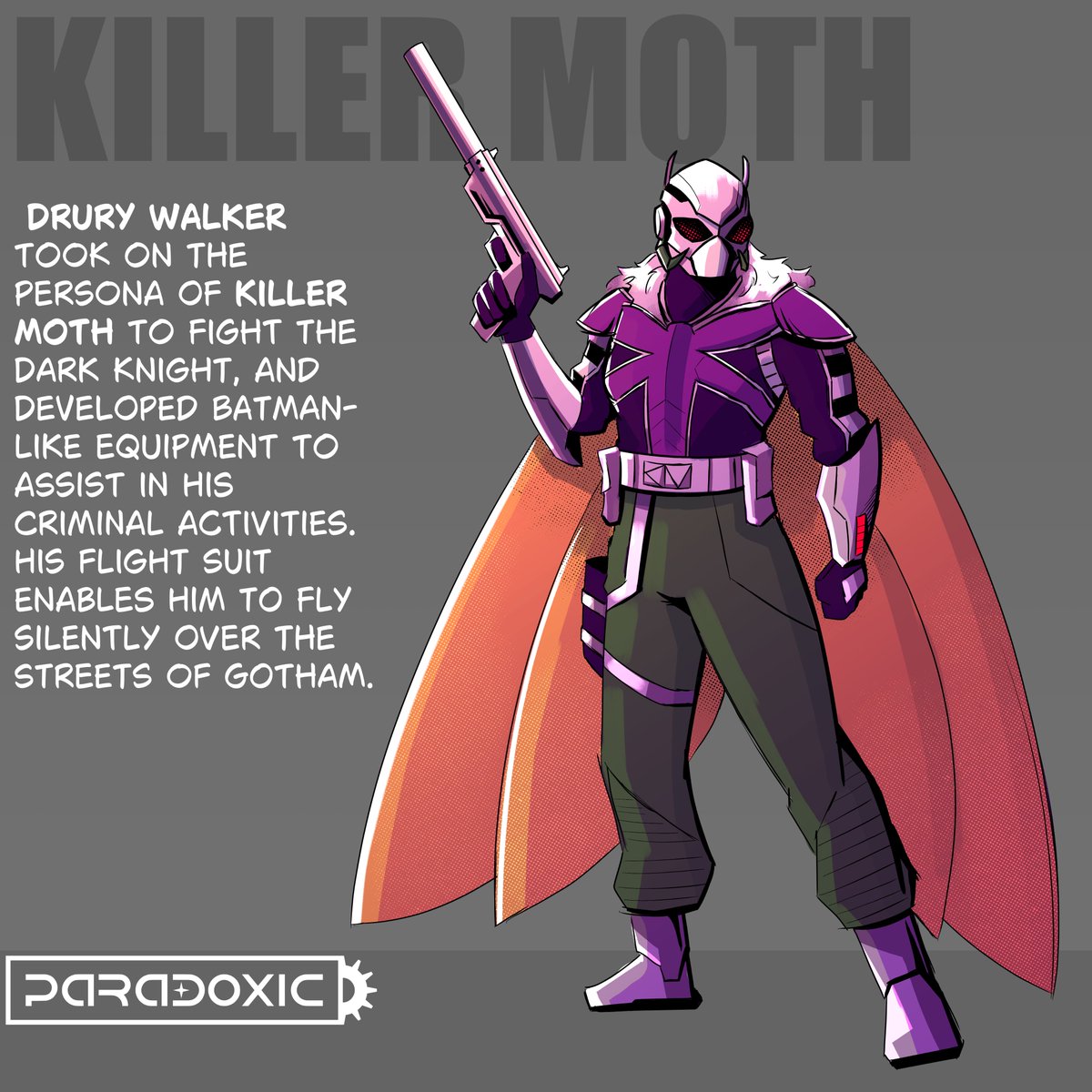 ParadoxicComics's tweet photo. KILLER MOTH

 The penultimate design for my Batman Villains, the mercenary moth. Took huge inspiration from the MCU Vulture here because, that design is awesome. https://t.co/yuXravcICe