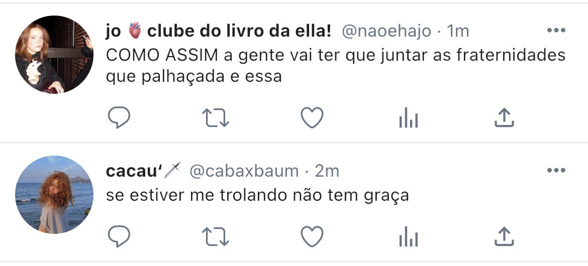 chaleprimas's tweet photo. ‘𝘩𝘰���𝘦𝘺𝘣𝘦𝘦’ — a #twoghosts primas version au em que:
As fraternidades de Jo e Cacau precisam ser juntadas para a reforma em uma das casas, mas ambas se odeiam.
ou
Cacau e Jo, apesar de se odiarem muito, são obrigadas a superarem seus sentimentos em busca da vitória + https://t.co/r1bLAWfqkc