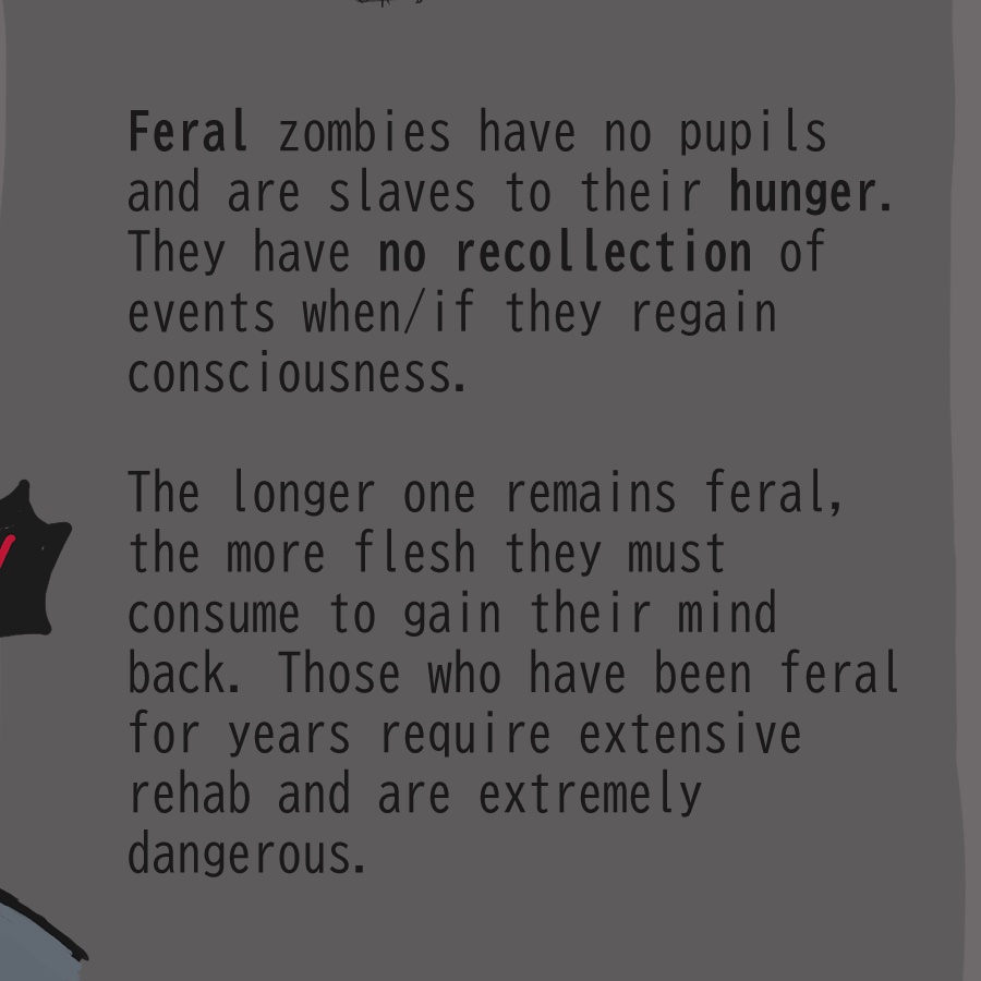 profSugoi's tweet photo. Zombie Worldbuilding Notes 🧠 "Feral" https://t.co/YTf5QtQLiu